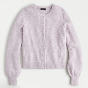 NWT RARE J Crew Ribbed Cardigan Jeweled Buttons Supersoft Yarn Medium Lavender
